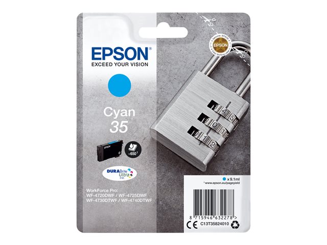 Epson 35 - 9.1 ml - cyan - original - ink cartridge - for WorkForce Pro WF-4720, WF-4720DWF, WF-4725DWF, WF-4730, WF-4730DTWF, WF-4740, WF-4740DTWF