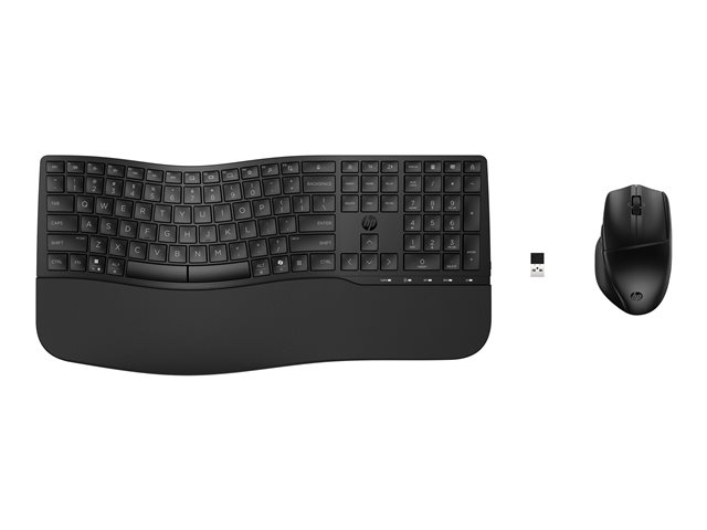 HP 680 - Keyboard and mouse set - dual mode, 3-zone layout, multi-device, 23 programmable keys, OS Auto-Detection, low profile key travel - full size - wireless - 2.4 GHz, Bluetooth - AZERTY - Belgium - black
