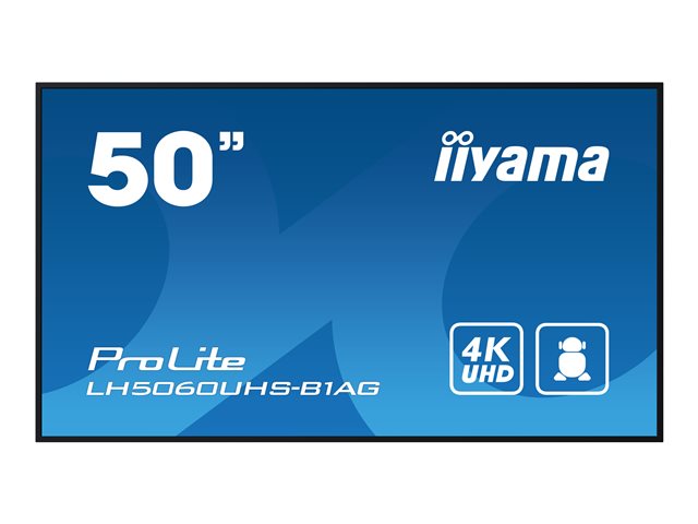 iiyama ProLite LH5060UHS-B1AG - 50\" Diagonal Class (49.5\" viewable) LED-backlit LCD display - digital signage - with built-in SoC media player - Android - 4K UHD (2160p) 3840 x 2160 - edge-lit - black