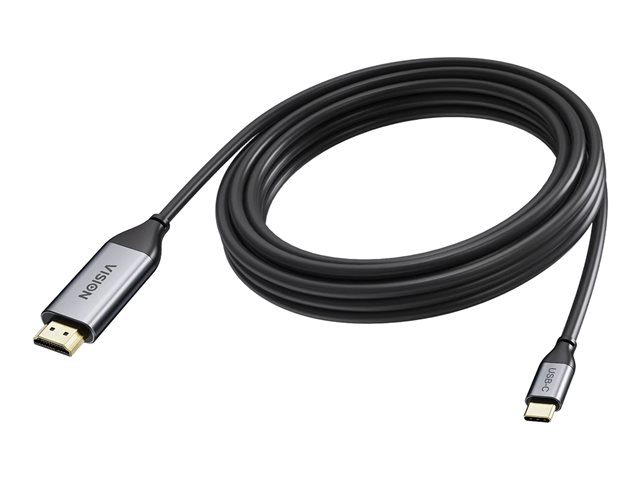 5 m USB C to HDMI cable - 4K at 60 Hz - Gold plated connectors - USB C 3.2 (m) to HDMI (m) - outer diameter 4.5 mm - 18 Gbps - 32 AWG - coaxial copper - black