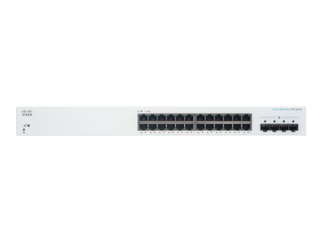 Cisco Business 220 Series CBS220-24T-4G - Switch - smart - 24 x 10/100/1000 + 4 x Gigabit SFP (uplink) - rack-mountable
