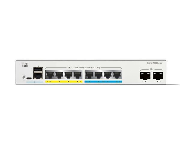 Cisco Catalyst 1300-8MGP-2X - Switch - L3 - Managed - 4 x Gigabit Ethernet + 4 x 100/1000/2.5G + 2 x 10 Gigabit SFP+ - rack-mountable - PoE+ (120 W)