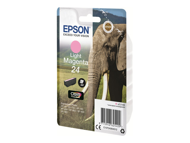 Epson 24 - 5.1 ml - light magenta - original - ink cartridge - for Expression Photo XP-55, 750, 760, 850, 860, 950, 960, 970, Expression Premium XP-750, 850