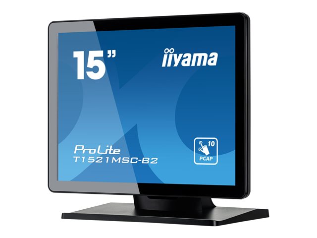 iiyama ProLite T1521MSC-B2 - LED monitor - 15\" - touchscreen - 1024 x 768 - TN - 370 cd/m² - 800:1 - 8 ms - HDMI, VGA - speakers - matte black