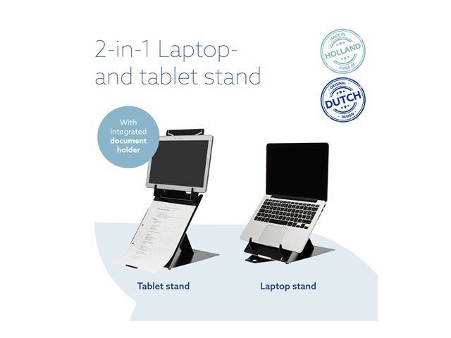 R-Go Riser Duo Tablet en Laptop standaard verstelbaar zwart