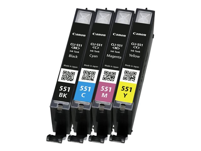 Canon CLI-551 C/M/Y/BK Multipack - 4-pack - black, yellow, cyan, magenta - original - ink tank - for PIXMA iP8750, iX6850, MG5550, MG5650, MG5655, MG6450, MG6650, MG7150, MG7550, MX725, MX925