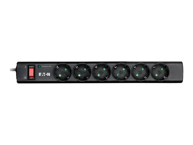 Eaton Protection Strip - Surge protector - AC 220-250 V - 2500 Watt - output connectors: 6 - black