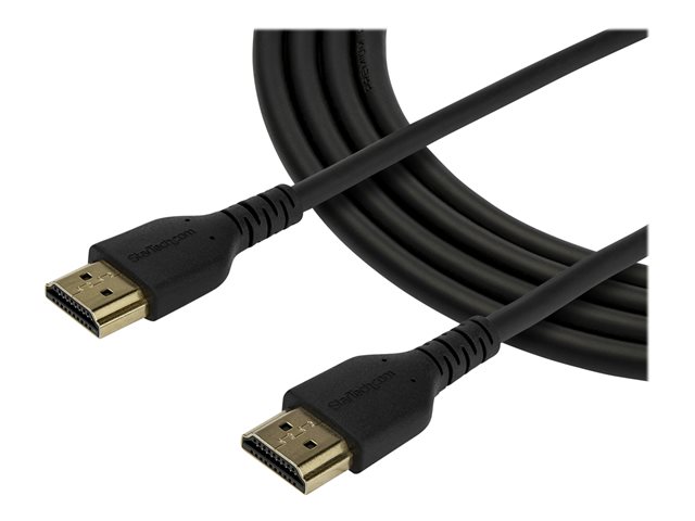 StarTech.com 1m Premium Certified HDMI 2.0 Cable with Ethernet, Durable High Speed UHD 4K 60Hz HDR 10, 3ft Rugged M/M HDMI Cord with Aramid Fiber, TPE, Ultra HD Monitors, TVs & Displays - Heavy duty HDMI cable - Premium High Speed - HDMI cable with Ethernet - HDMI male to HDMI male - 1 m - black - for P/N: TB3DKM2HDL