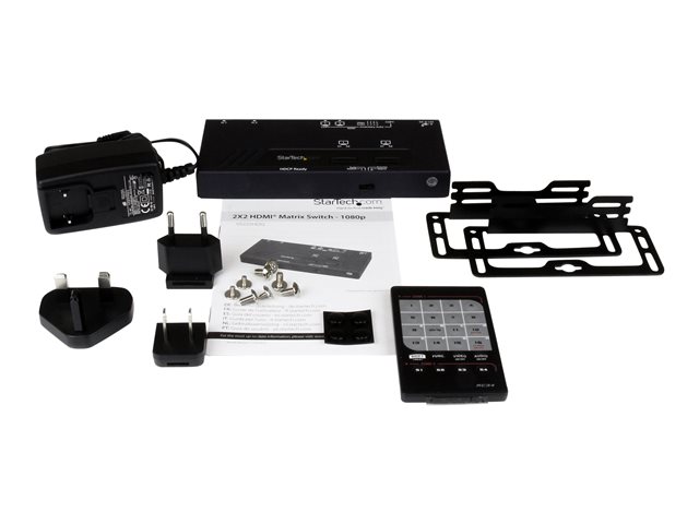 StarTech.com 2x2 HDMI Matrix Switch with Remote - 1080p Automatic & Priority Switcher - Video Wall Auto Selector Splitter Box - Audio Out (VS222HDQ) - Video/audio switch - desktop - for P/N: SVA12M2NEUA, SVA12M5NA