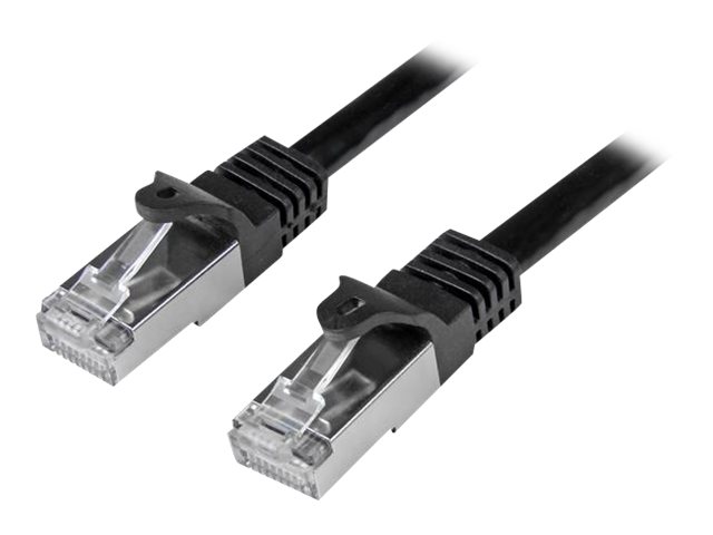 StarTech.com 50cm CAT6 Ethernet Cable, 10 Gigabit Shielded Snagless RJ45 100W PoE Patch Cord, CAT 6 10GbE SFTP Network Cable w/Strain Relief, Black, Fluke Tested/Wiring is UL Certified/TIA - Category 6 - 26AWG (N6SPAT50CMBK) - Patch cable - RJ-45 (M) to RJ-45 (M) - 50 cm - SFTP / 50 micron - CAT 6 - molded, snagless - black