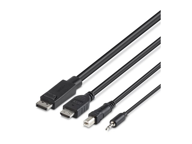 Belkin Secure KVM Combo Cable - Video / USB / audio cable - TAA Compliant - USB, mini jack, HDMI, DisplayPort (M) to USB Type B, mini jack, HDMI, DisplayPort (M) - 30.5 cm - passive, 4K support - black