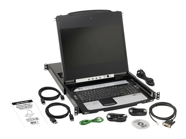 Eaton Tripp Lite Series DisplayPort IP KVM Console Switch 8-Port 17in LCD Dual Rail 1URM - KVM console with KVM switch - 8 ports - USB - 17\" - rack-mountable - 1920 x 1080 Full HD (1080p) @ 60 Hz - 8xDisplayPort - black - 1U - TAA Compliant