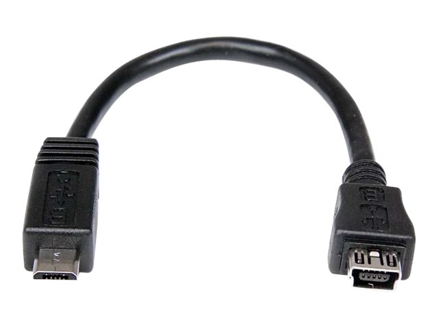 StarTech.com 6in Micro USB to Mini USB Adapter Cable M/F - Micro USB male to Mini USB female - Micro USB to Mini USB Adapter (UUSBMUSBMF6) - USB adapter - mini-USB Type B (F) to Micro-USB Type B (M) - USB 2.0 - 15.24 cm - black - for P/N: USB2PCARBK, USB2PCARBKS, USBEXTAA10BK, USBEXTAA6BK, USBLT2PCARW, USBUB2PCARB