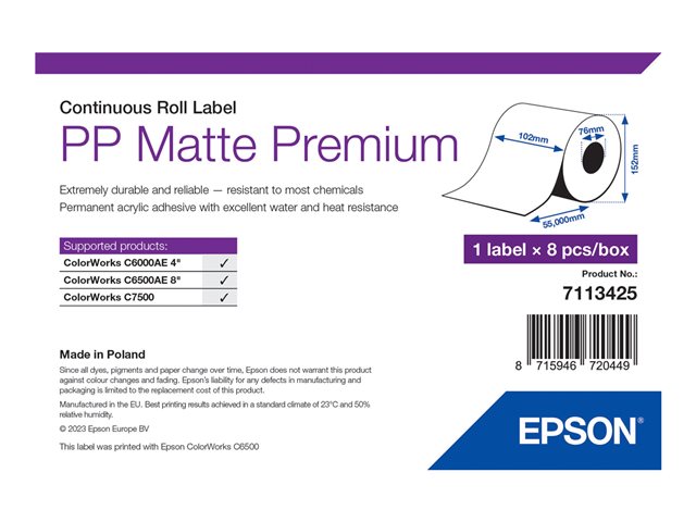 PP Matte Label Prem Continuous Roll