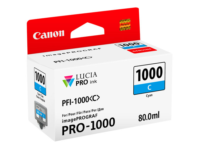 Canon PFI-1000 C - 80 ml - cyan - original - ink tank - for imagePROGRAF PRO-1000