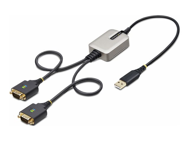 StarTech.com 2ft (60cm) 2-Port USB to Serial Adapter Cable, Interchangeable DB9 Screws/Nuts, COM Retention, USB-A to DB9 RS232, FTDI, Level-4 ESD Protection, Windows/macOS/ChromeOS/Linux - Rugged TPE Construction (2P1FFC-USB-SERIAL) - USB / serial ca