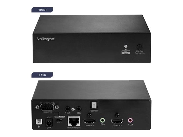StarTech.com Dual HDMI over CAT5e / CAT6 Extender - 1080p over CAT6 or CAT5e - Up to 295 ft. (90m) (ST222HDBT) - Video/audio/infrared extender - HDMI - over CAT 5e/6 - up to 90 m - TAA Compliant
