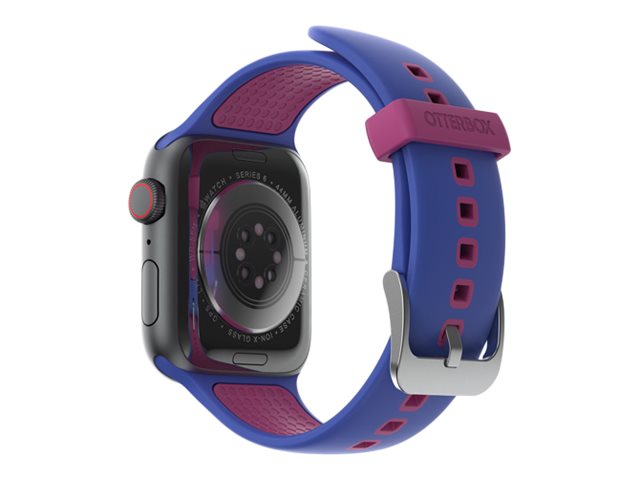 OtterBox - Wrist pack for smart watch - antimicrobial - silver-infused silicone, stainless steel - blueberry tarte - for Apple Watch SE, Series 3, Series 4, Series 5, Series 6, Series 7