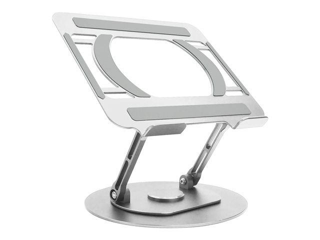 VISION laptop mount - LIFETIME WARRANTY - turntable laptop stand - lifts laptop up to 150 mm above desk - suits any size laptops - set laptop on any angle - anodized CNC Aluminium alloy construction - silicon anti skid pads protect laptop and table - gunmetal
