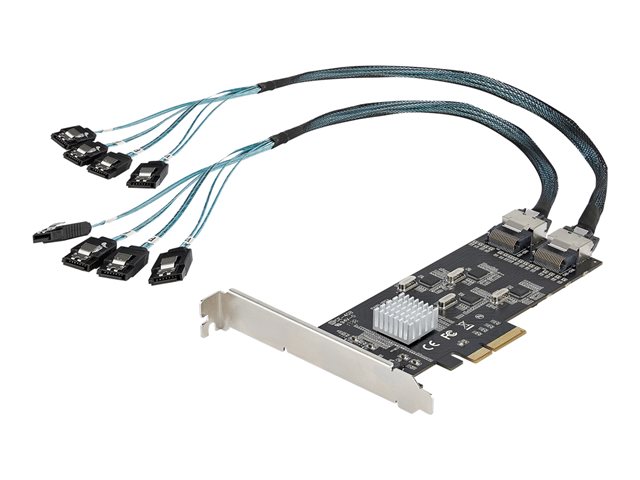 StarTech.com 8 Port SATA PCIe Card, PCI Express 6Gbps SATA Expansion Card with 4 Host Controllers, SATA PCIe Controller Card, PCI-e x4 Gen 2 to SATA III Adapter Card, Drive Cables Incl. - Windows/macOS/Linux (8P6G-PCIE-SATA-CARD) - Storage controller - SATA 6Gb/s / SAS 6Gb/s - low profile - PCIe 2.0 x4 - black