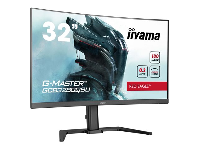 iiyama G-MASTER Red Eagle GCB3280QSU-B2 - LED monitor - gaming - curved - 32\" (31.5\" viewable) - 2560 x 1440 WQHD @ 180 Hz - VA - 350 cd/m² - 3000:1 - 0.2 ms - 2xHDMI, DisplayPort - speakers - black, matte