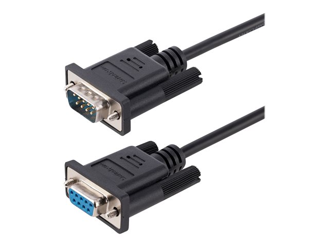 StarTech.com 3m RS232 Serial Null Modem Cable, Crossover Serial Cable w/Al-Mylar Shielding, DB9 Serial COM Port Cable Female to Male, Compatible w/DTE Devices - Tool-Less Design w/Thumbscrews, Black, F/M (9FMNM-3M-RS232-CABLE) - Null modem cable - DB