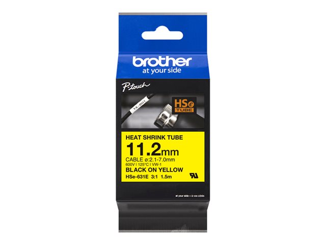 Brother HSe-631E - Black on yellow - Roll (1.12 cm x 1.5 m) 1 cassette(s) hanging box - heat shrink tube tape - for P-Touch PT-D800, PT-E300, PT-E310, PT-E550, PT-P700, PT-P750, PT-P900, PT-P950