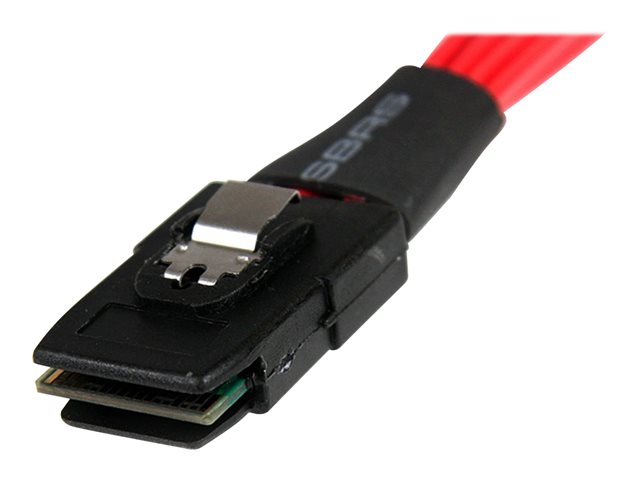 StarTech.com 50cm Serial Attached SCSI SAS Cable - SFF-8087 Plug to 4x Latching SATA (female) - Mini SAS to SATA Cable (SAS8087S450) - SATA / SAS cable - Serial ATA 150/300/600 - 4-Lane - SATA (R) to 36 pin 4i Mini MultiLane (P) - 50 cm - latched - red