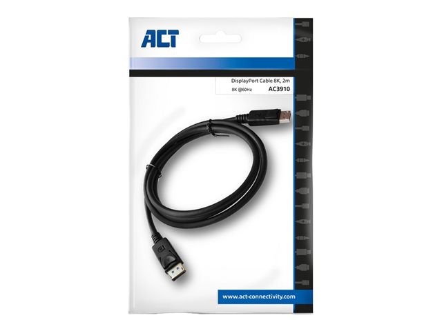 DisplayPort kabel - DisplayPort (M) naar DisplayPort (M) - DisplayPort 1.4 - 2 m - gevormd, ondersteunt 4K144Hz (3840 x 2160), ondersteunt 8K60Hz (7680 x 4320) - zwart