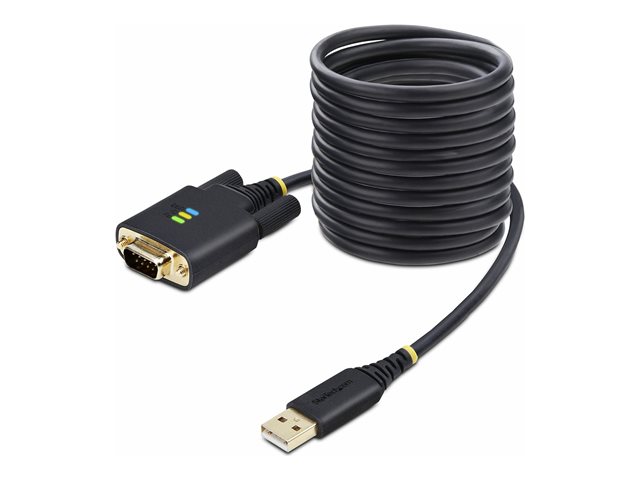 StarTech.com 10ft (3m) USB to Serial Adapter Cable, Interchangeable DB9 Screws/Nuts, COM Retention, USB-A to DB9 RS232, FTDI IC, Level-4 ESD Protection, Windows/macOS/ChromeOS/Linux - Rugged TPE Construction (1P10FFC-USB-SERIAL) - USB / serial cable