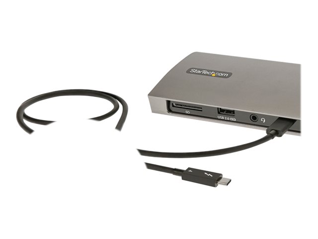 StarTech.com Thunderbolt 4 Dock, 96W Power Delivery, Single 8K/Dual Monitor 4K 60Hz, 3xTB4/USB4 ports, 4xUSB-A, SD, GbE, Thunderbolt 4 Docking Station for Windows or TB3 MacBook, 0.8m - Docking station - Thunderbolt 4 - 3 x Thunderbolt - 1GbE