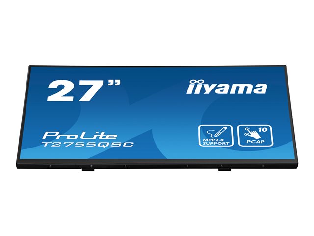 iiyama ProLite T2755QSC-B1 - LED monitor - 27\" - touchscreen - 2560 x 1440 WQHD @ 75 Hz - IPS - 400 cd/m² - 1000:1 - 5 ms - HDMI, DisplayPort - speakers - matte black