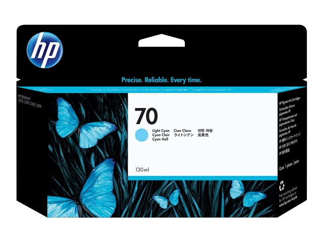 HP 70 - 130 ml - light cyan - original - DesignJet - ink cartridge - for DesignJet HD Pro MFP, T120, Z2100, Z3100, Z3100ps, Z3200, Z3200ps, Z5200, Z5400