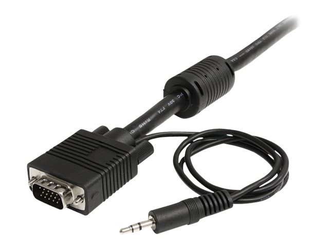 StarTech.com 2m Coax High Resolution Monitor VGA Video Cable with Audio - VGA cable - HD-15 (VGA), mini-phone stereo 3.5 mm (M) to HD-15 (VGA), mini-phone stereo 3.5 mm (M) - 2 m - molded, thumbscrews - black