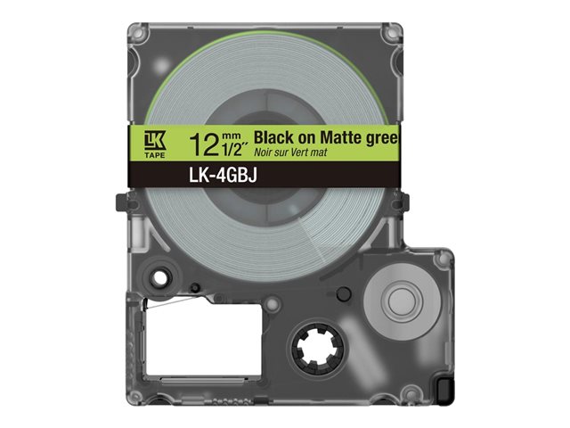 Epson LabelWorks LK-4GBJ - Black on matte green - Roll (1.2 cm x 8 m) 1 cassette(s) hanging box - tape - for LabelWorks LW-C410, LW-C610