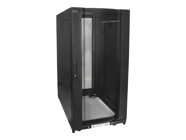 StarTech.com 25U Server Rack Cabinet, 4 Post Adjustable Depth 7\" to 35\" Locking Vented Mobile/Rolling Network/Data/IT Equipment Enclosure w/ Casters/Hook & Loop Dell PowerEdge, HP ProLiant - 25U Rack Cabinet (RK2537BKM) - Rack cabinet - black - 25U - 37\"