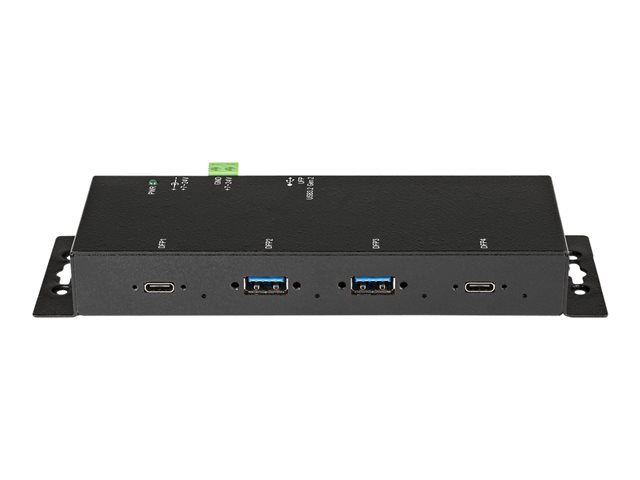StarTech.com 4 Port USB C Hub 10Gbps, Metal Industrial USB-C Hub, 2x USB-C & 2x USB-A, ESD Surge Protection, USB-C or USB-A Host, Self-Powered, Mountable USB 3.1 Gen 2 Type-C Hub - Commercial/Rugged USB Hub - Hub - 2 x USB 3.2 Gen 2 + 2 x USB-C 3.2 Gen 2 - desktop