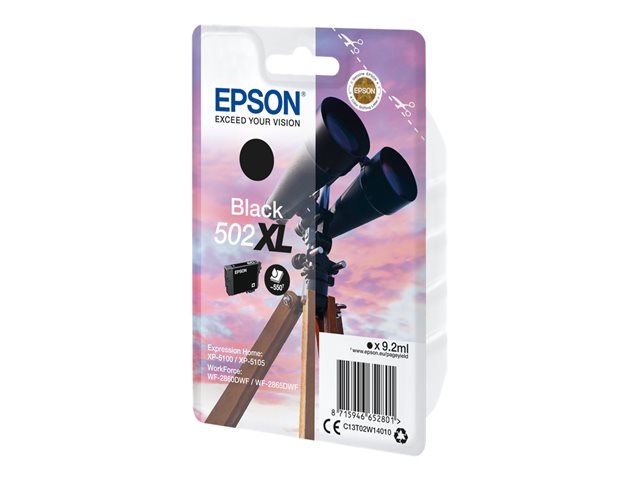 Epson 502XL - 9.2 ml - high capacity - black - original - blister - ink cartridge - for Expression Home XP-5100, 5105, 5150, 5155, WorkForce WF-2860, 2865, 2880, 2885