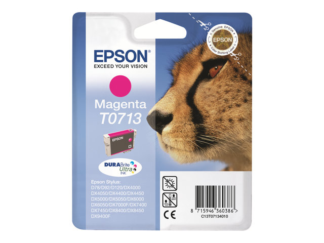 Epson T0713 - 5.5 ml - magenta - original - ink cartridge - for Stylus DX9400, SX115, SX210, SX215, SX218, SX415, SX515, SX610, Stylus Office BX310, BX610