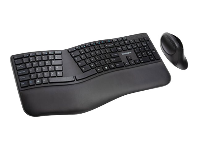 Kensington Pro Fit Ergo Wireless Keyboard and Mouse - Keyboard and mouse set - wireless - 2.4 GHz, Bluetooth 4.0, Bluetooth 4.2 - French - black