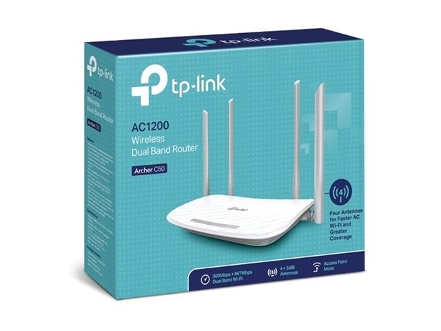 TP-Link Archer C50 - V4 - wireless router 4-port switch - Wi-Fi 5 - Dual Band