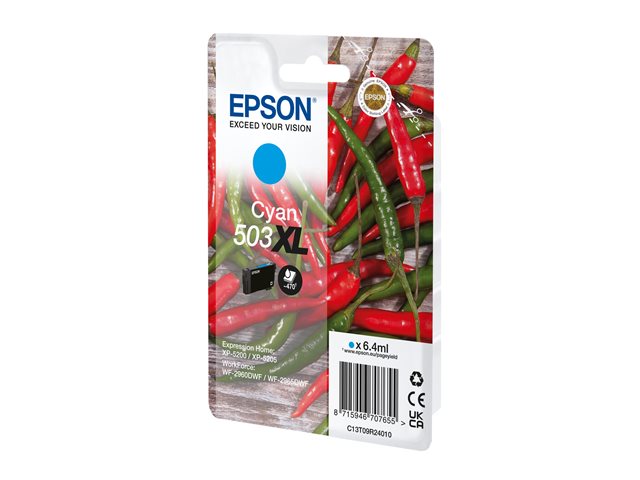Epson 503XL - 6.4 ml - XL - cyan - original - blister with RF/acoustic alarm - ink cartridge - for Expression Home XP-5200, XP-5205, WorkForce WF-2960DWF, WF-2965DWF