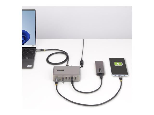 StarTech.com 10-Port USB-C Hub, 8x USB-A + 2x USB-C, Self-Powered w/ 65W Power Supply, USB 3.1 10Gbps Hub w/ BC1.2 Charging, Desktop/Laptop USB Hub with 3ft Locking USB-IF Certified Cable - USB Expansion Hub (10G8A2CS-USB-C-HUB) - Hub - 8 x USB 3.2 Gen 2 + 2 x USB-C 3.2 Gen 2 - desktop