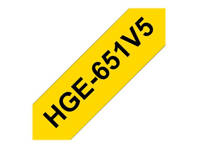 Brother HGE-651V5 - Black on yellow - Roll (2.4 cm x 8 m) 5 cassette(s) laminated tape - for P-Touch PT-9500pc, PT-9700PC, PT-9800PCN, P-Touch R RL-700S