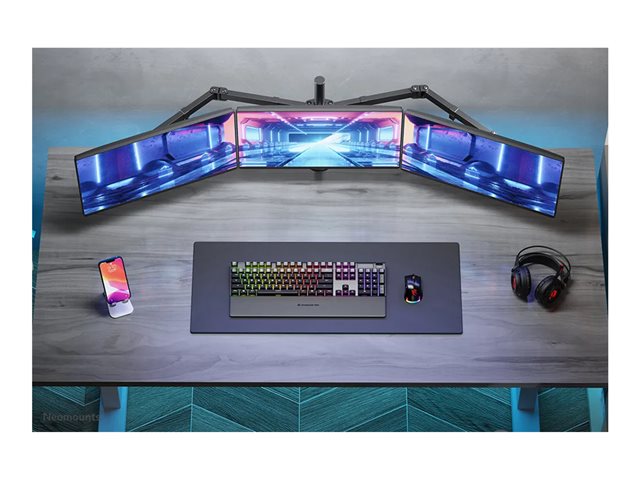 Neomounts FPMA-D550D3 - Mounting kit - full-motion - for 3 LCD displays - steel - black - screen size: 10\"-27\" - clamp mountable, grommet, desk-mountable