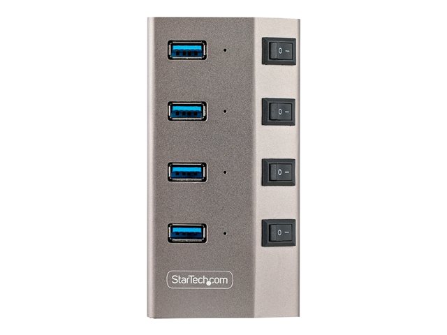 StarTech.com 4-Port Self-Powered USB-C Hub with Individual On/Off Switches, USB 3.0 5Gbps Expansion Hub w/Power Supply, Desktop/Laptop USB-C to USB-A Hub, 4x BC 1.2 (1.5A), USB Type C Hub - USB-C/A Host Cables (5G4AIBS-USB-HUB-EU) - Hub - 4 x USB 3.2 Gen 1 - desktop