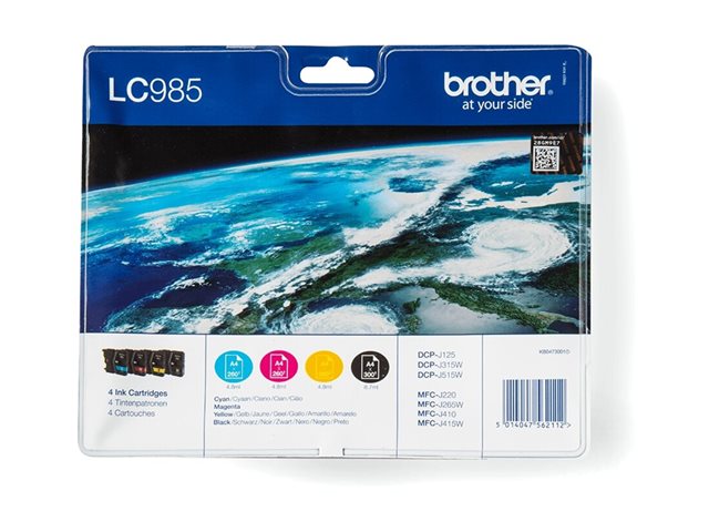 Brother LC985VALBP - 4-pack - black, yellow, cyan, magenta - original - blister - ink cartridge - for Brother DCP-J140W, DCP-J315W, DCP-J515W, MFC-J410