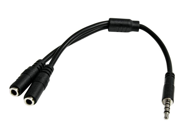 StarTech.com 4 Position to 2x 3 Position 3.5mm Headset Splitter Adapter - Headset splitter - 4-pole mini jack male to mini jack female - 20 cm - black - for P/N: DK30A2DH, DK30CHDDPPD, DK30CHDPPDUE, MST30C2HDPPD, USB3SMDOCK4K, USB3VDOCKD