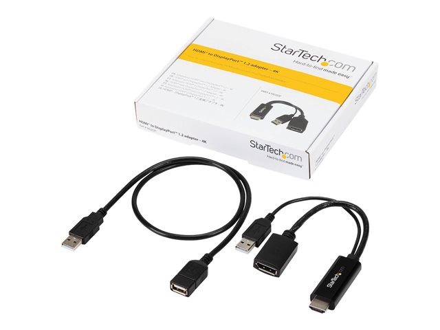 StarTech.com 4K 30Hz HDMI to DisplayPort Video Adapter w/ USB Power - 6 in - HDMI 1.4 (Male) to DP 1.2 (Female) Active Monitor Converter (HD2DP) - Adapter cable - HDMI, USB (power only) male to DisplayPort female - 25.5 cm - black - active, 4K30Hz (3840 x 2160) support - for P/N: SV211HDUC, SV221HUC4K