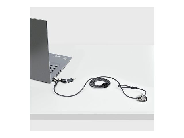 StarTech.com Nano Laptop Cable Lock, 6ft (2m), Anti-Theft Keyed Lock, Security Cable Locks Nano Slot Computers, For HP EliteBook/Lenovo ThinkPad X1/2-1 Laptops, Cut-Resistant Steel Cable Lock For Laptop (NANOK-LAPTOP-LOCK) - Security cable lock - sil